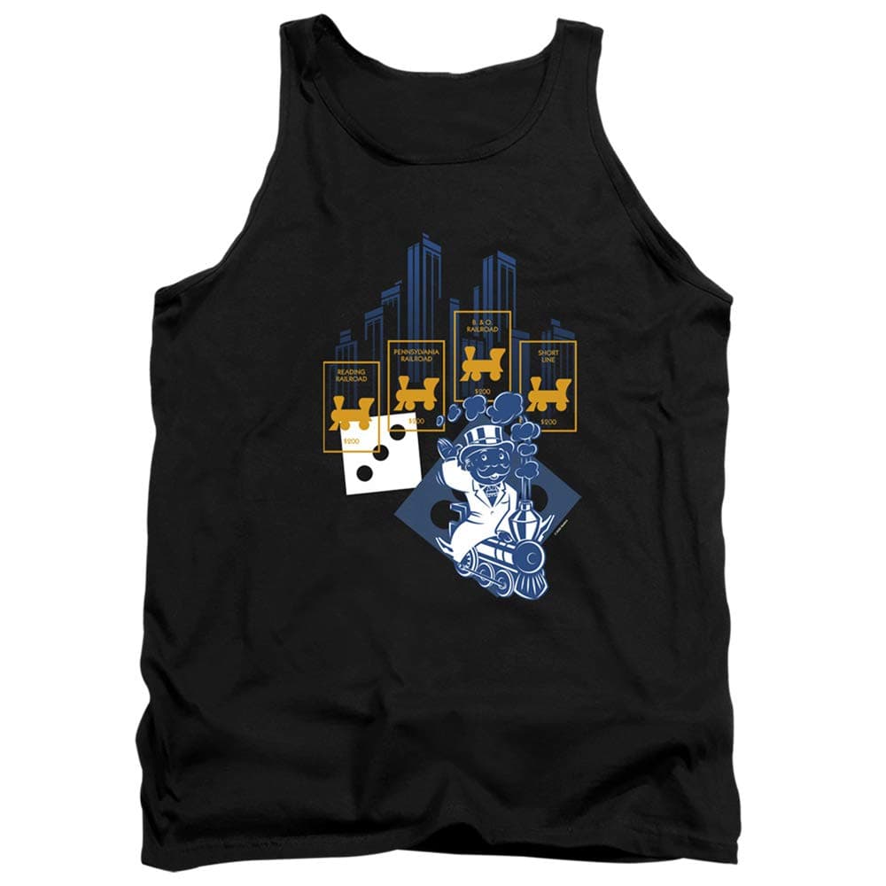 Monopoly Tanktop Railroads Black Tank, 2XL