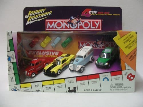 Johnny Lightning Monopoly 4 Car Set: 1977 Camaro, Bus Plymouth, roadster