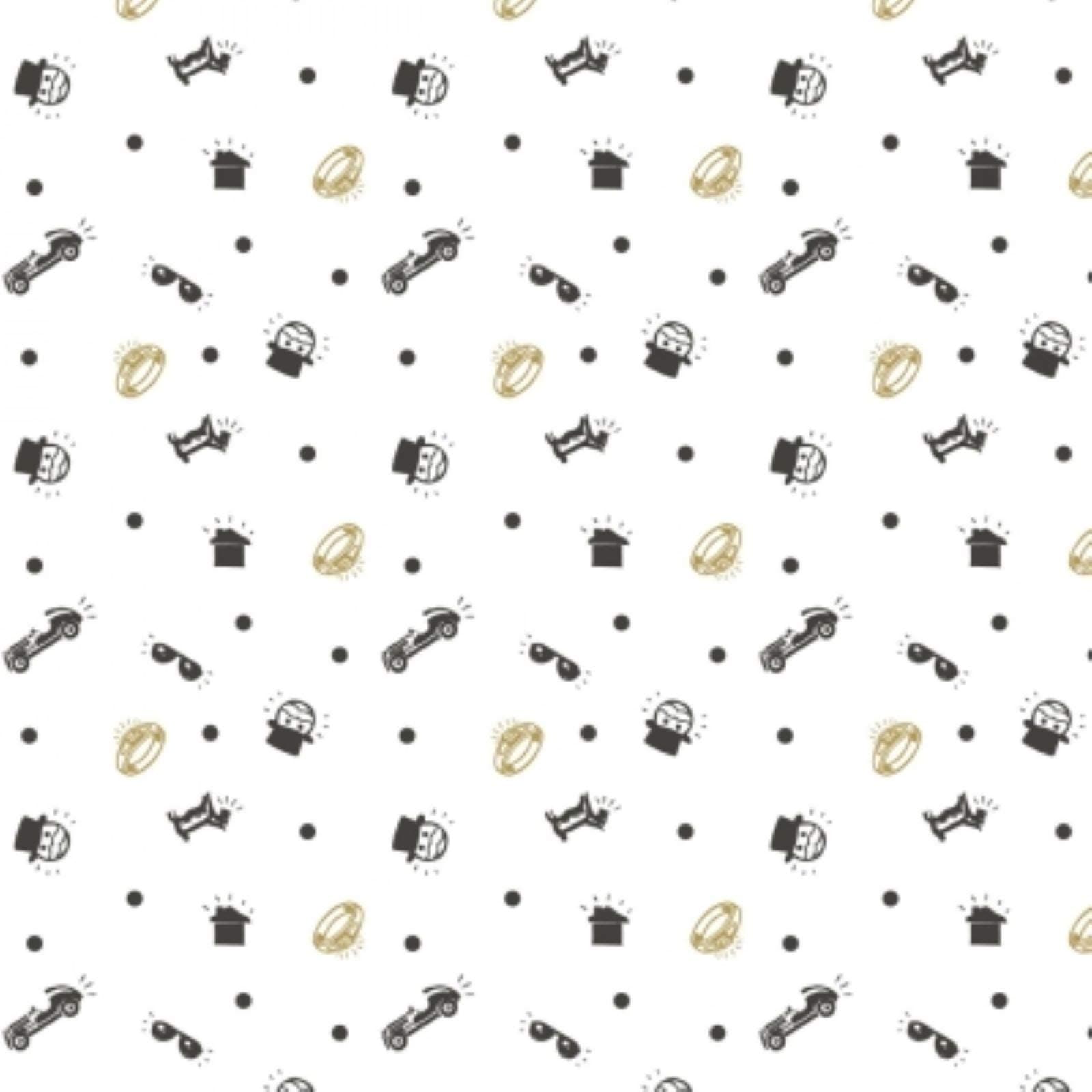 Monopoly Game Tokens Fabric, White (By the Yard)