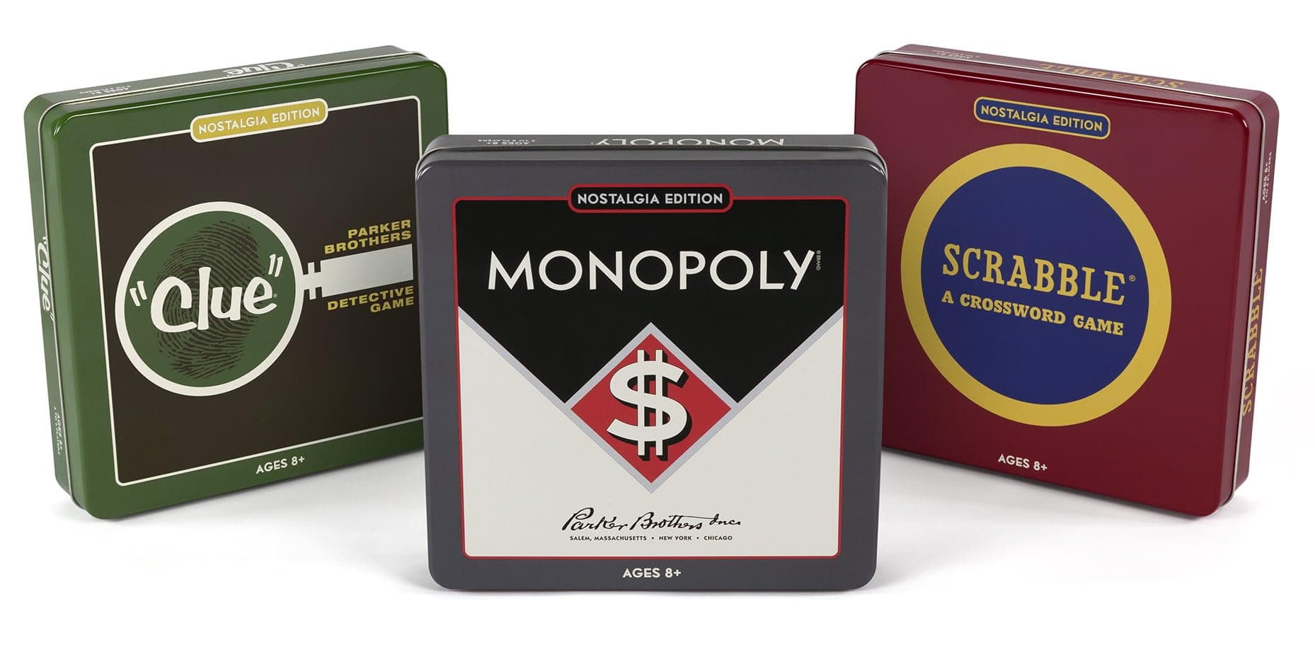 WS Game Company Scrabble, Monopoly and Clue Nostalgia Tin Collection