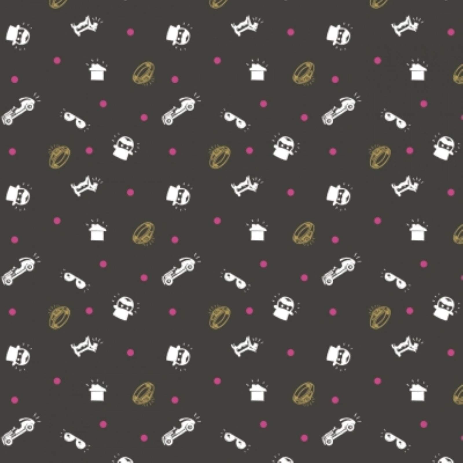 Monopoly Game Tokens Fabric, Black (By the Yard)