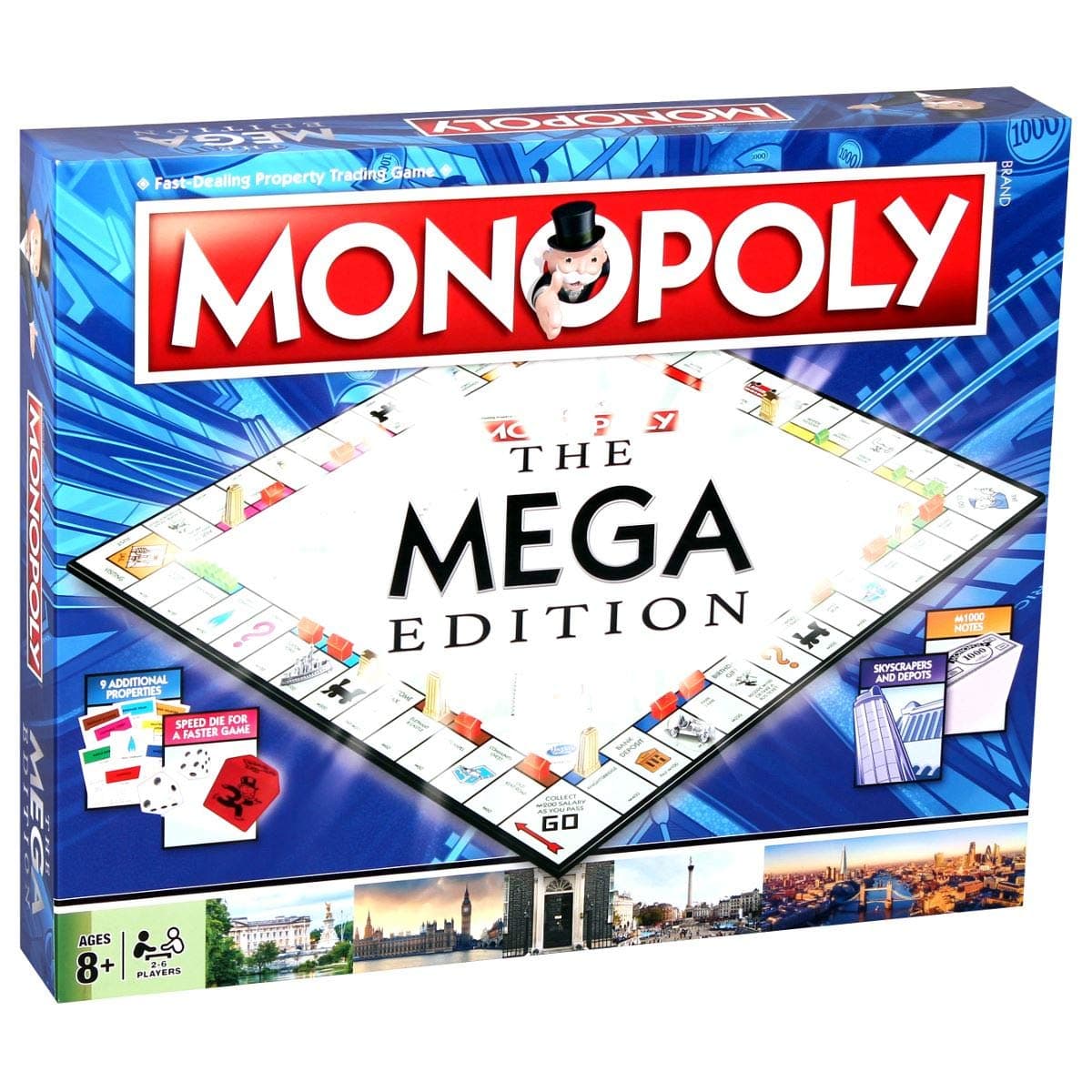 Winning Moves Mega Monopoly Board Game, 12 Extra Spaces