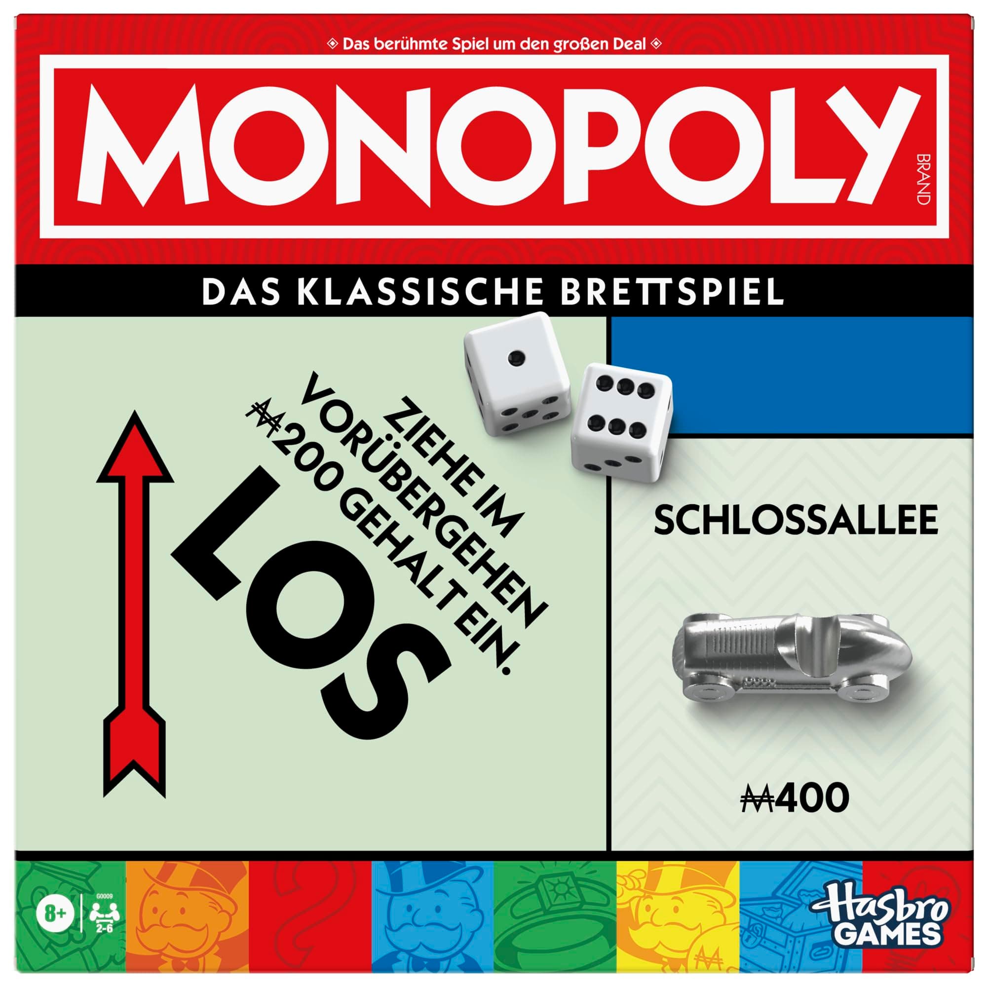 Monopoly Base Game with Storage Compartment and Larger Toy Figures - German Version