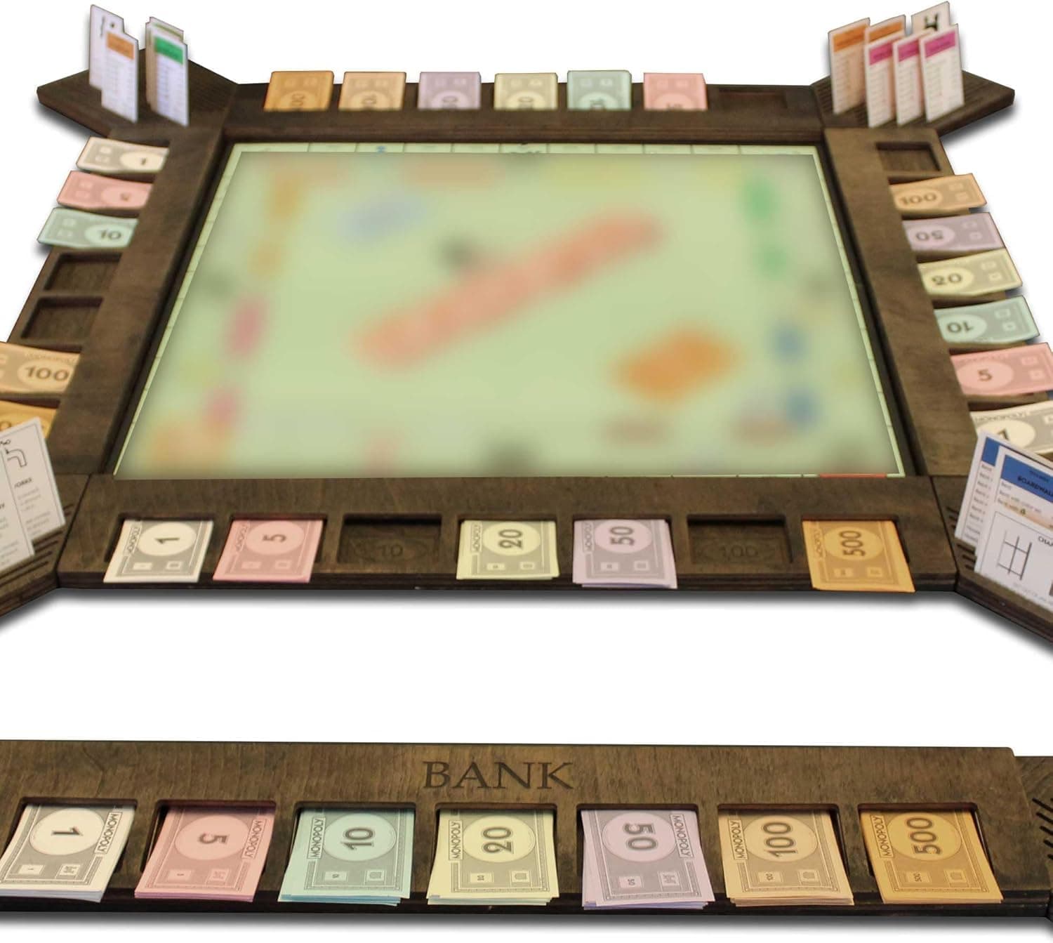 Custom Wood Game Board Frame and Organizer for Monopoly (Ebony)