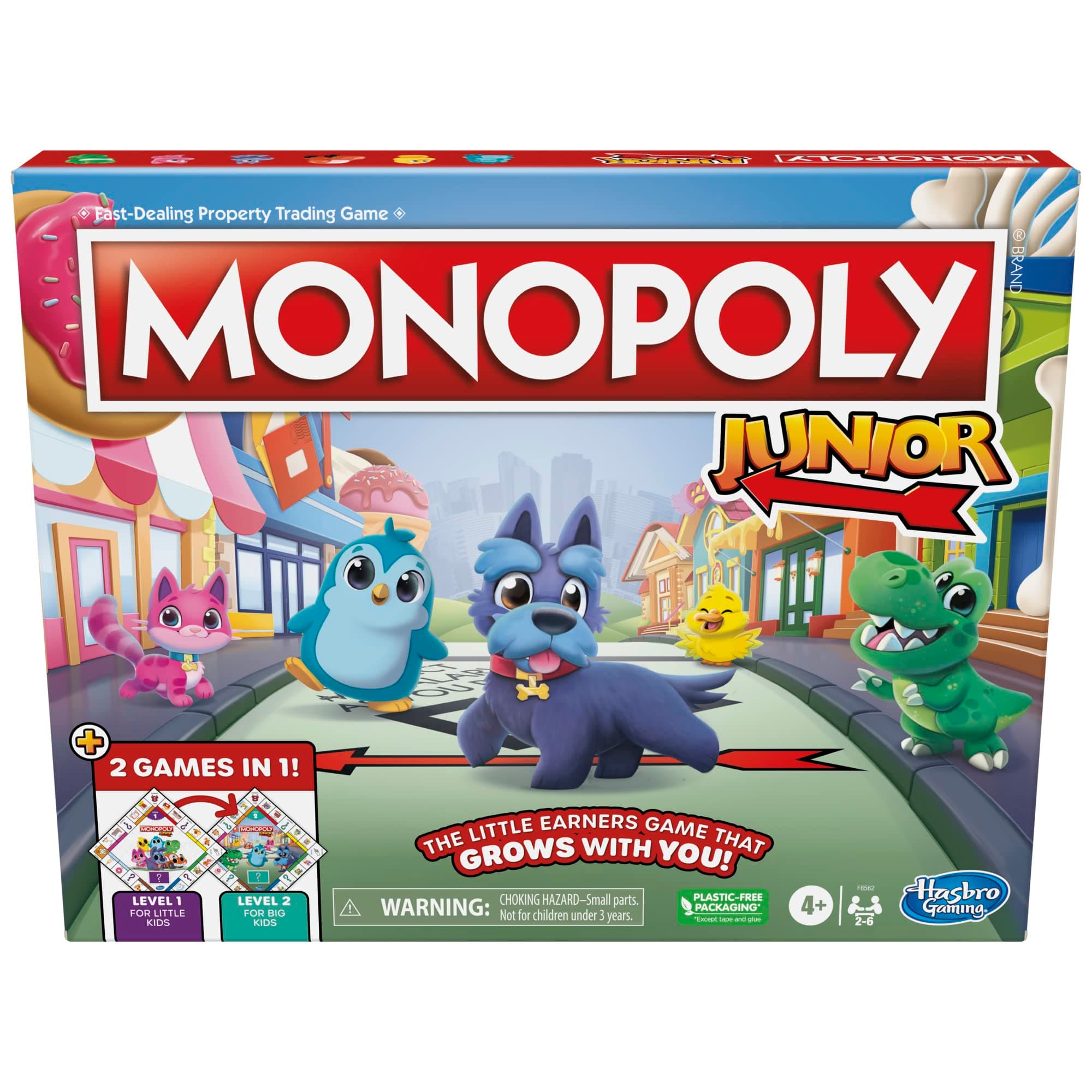 Hasbro Gaming Monopoly Junior Board Game, 2-Sided Gameboard, 2 Games in 1