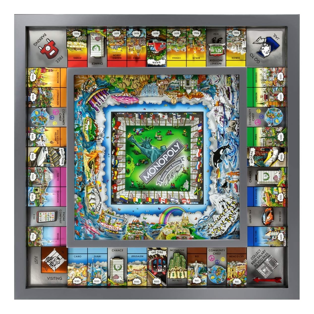 Monopoly World Silver Edition by Charles Fazzino