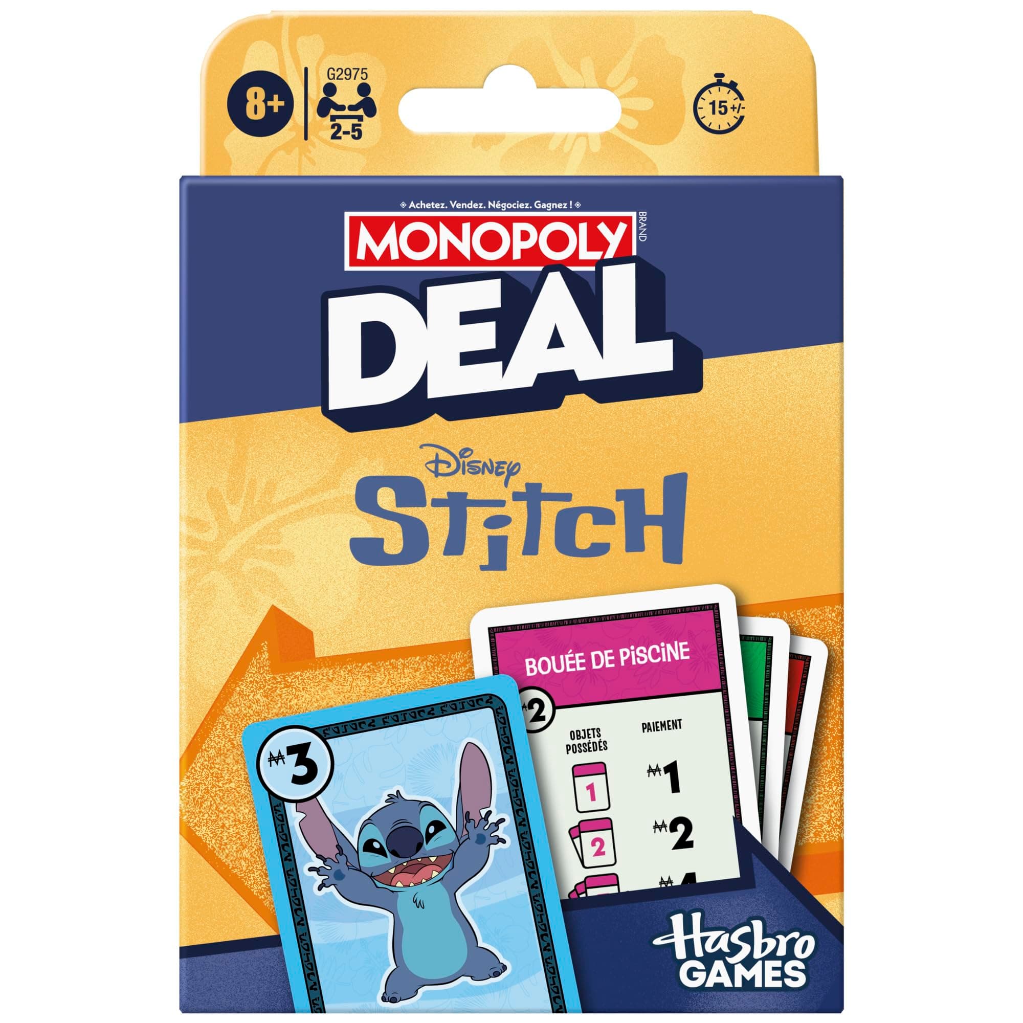Monopoly Deal Disney Stitch Edition Card Game - French Version