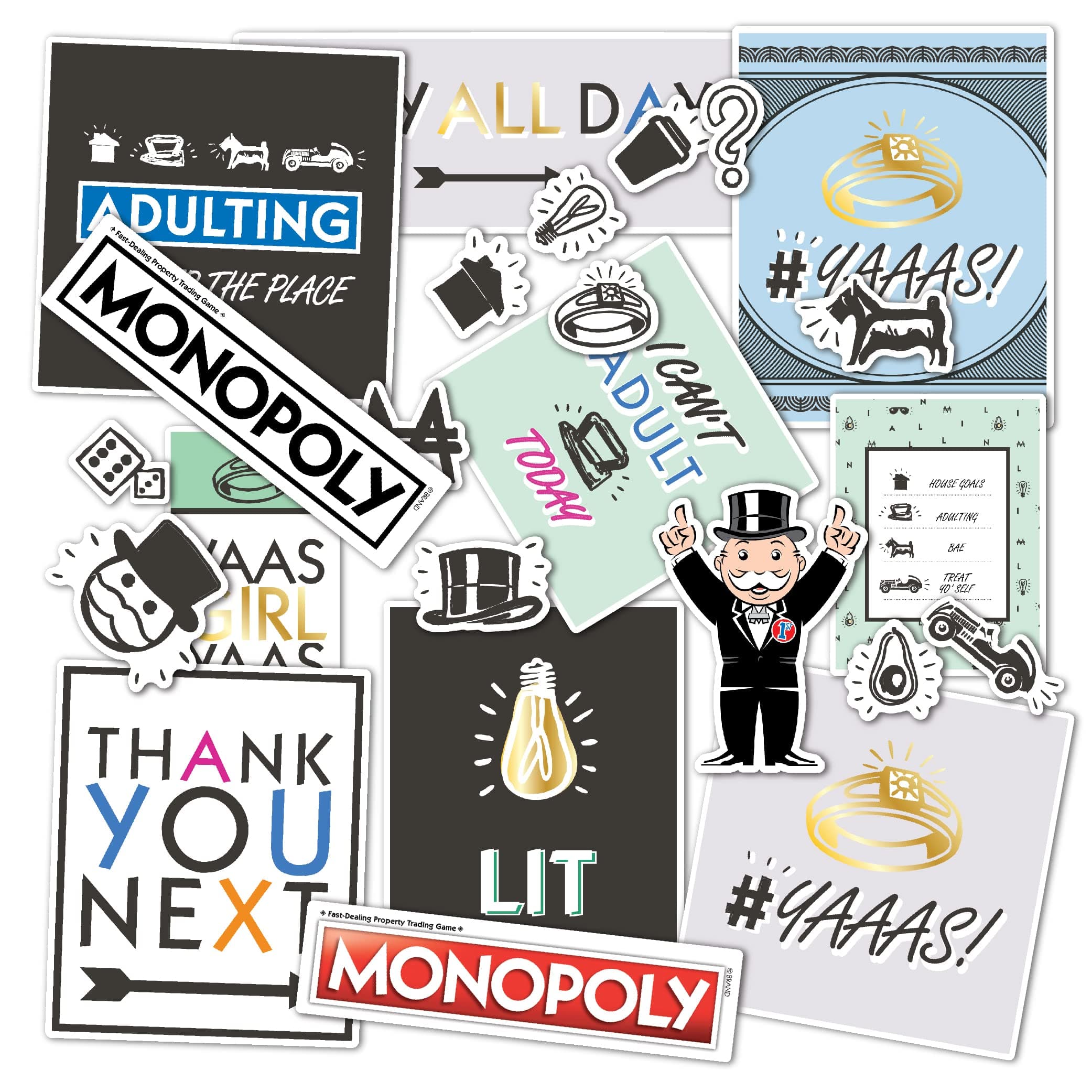Monopoly Vinyl Sticker Pack, 24 Stickers