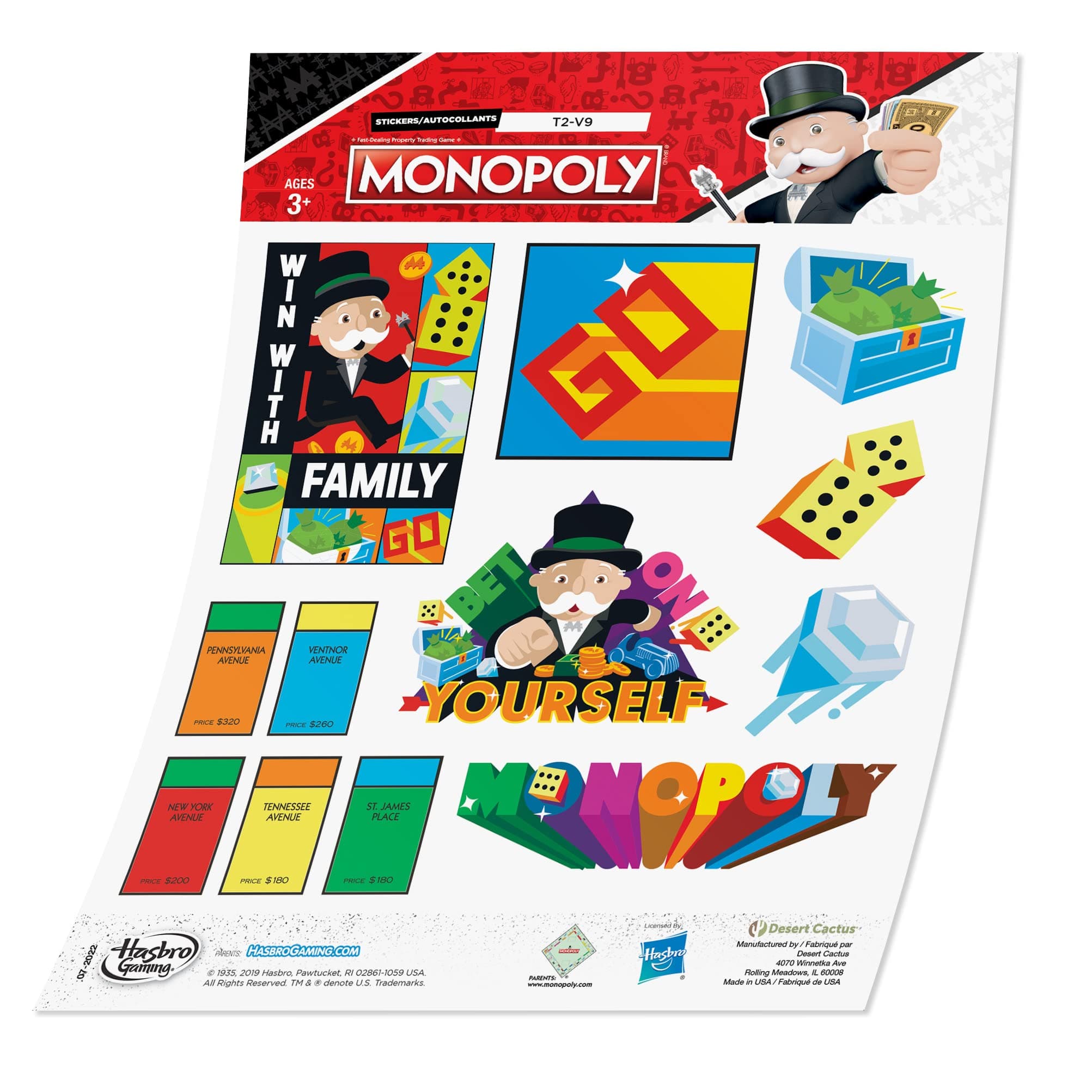Monopoly Vinyl Sticker Pack, 12 Stickers