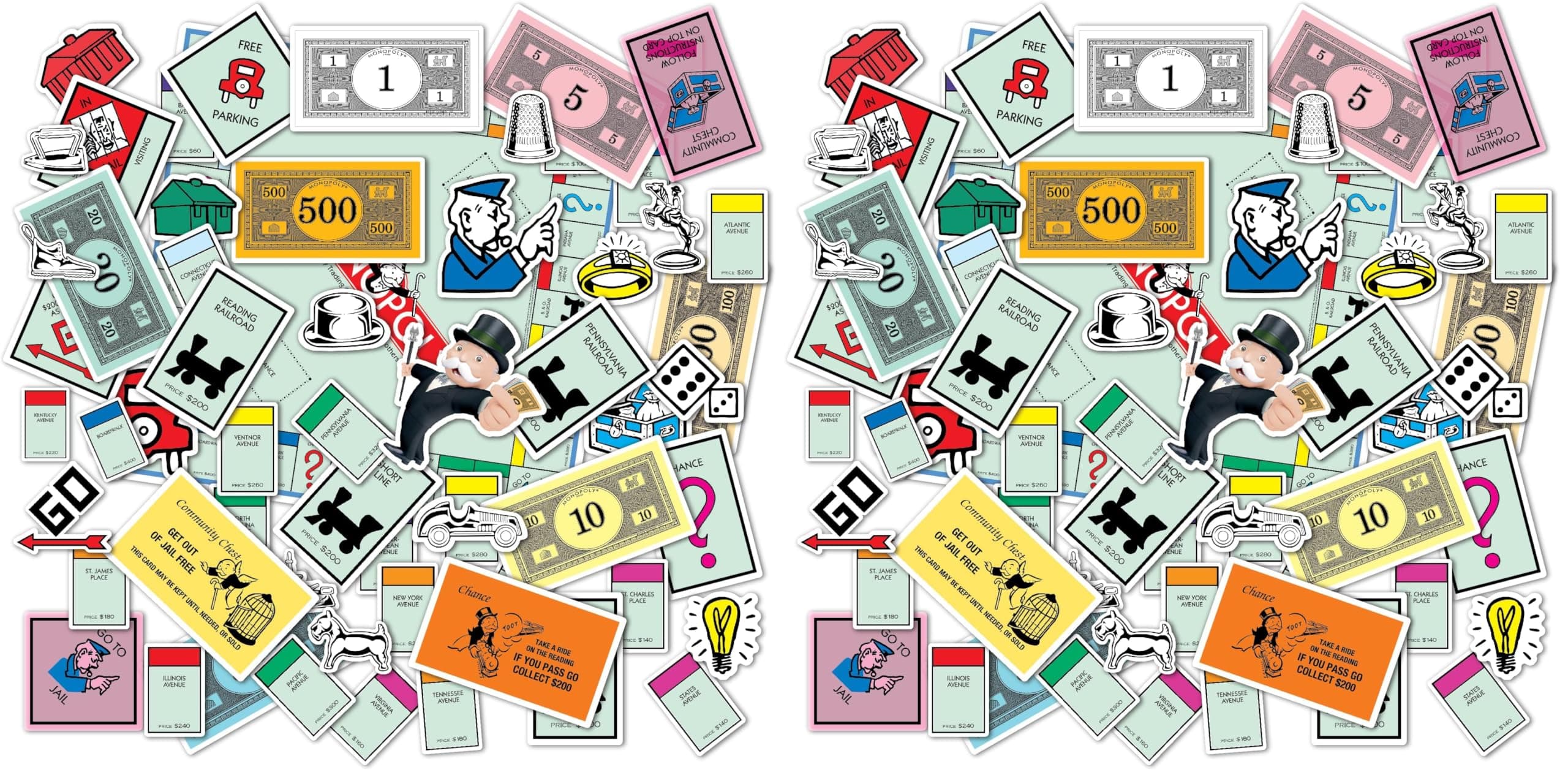 Monopoly Vinyl Sticker Pack, 60 Stickers (Pack of 2)