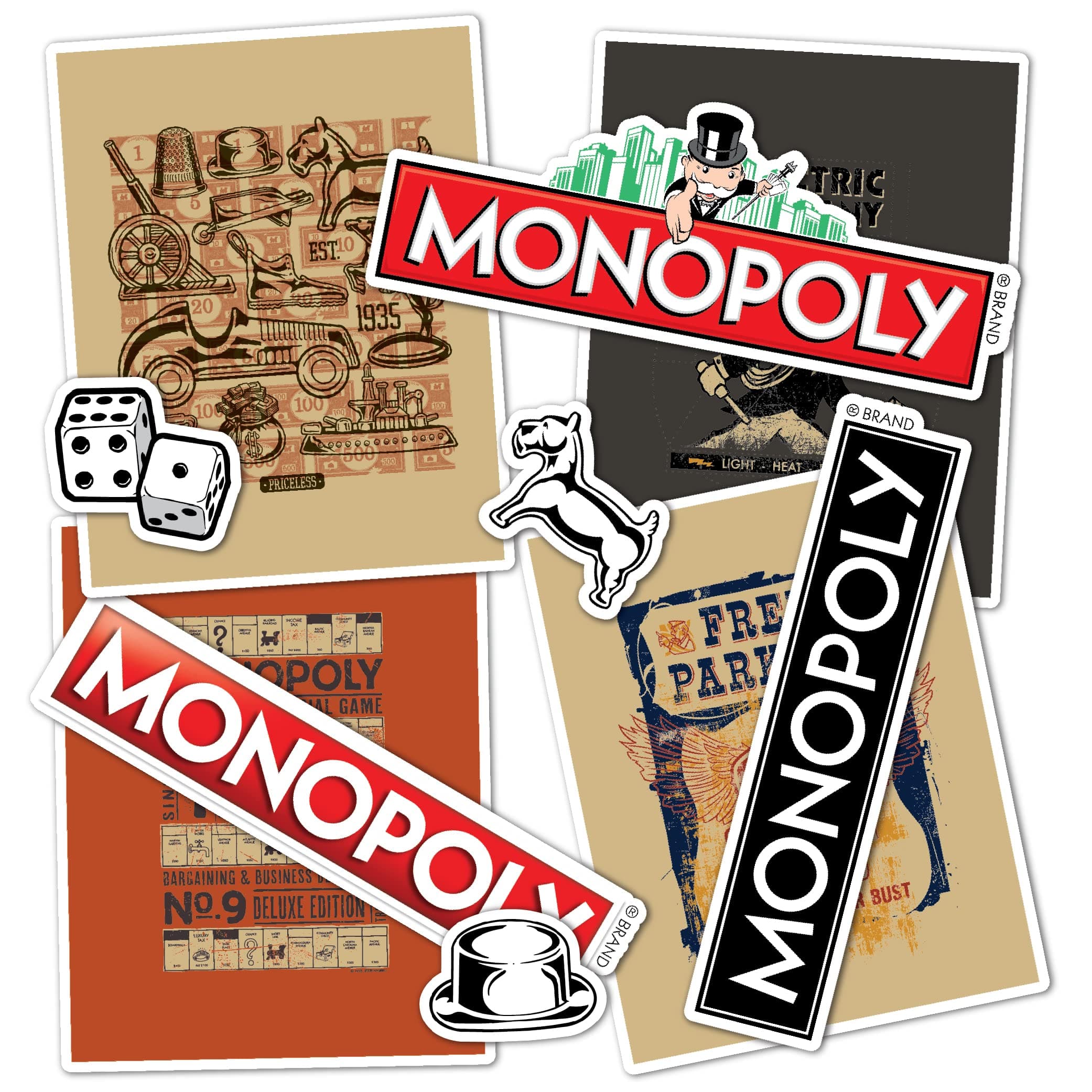 Monopoly Vinyl Sticker Pack, 10 Stickers