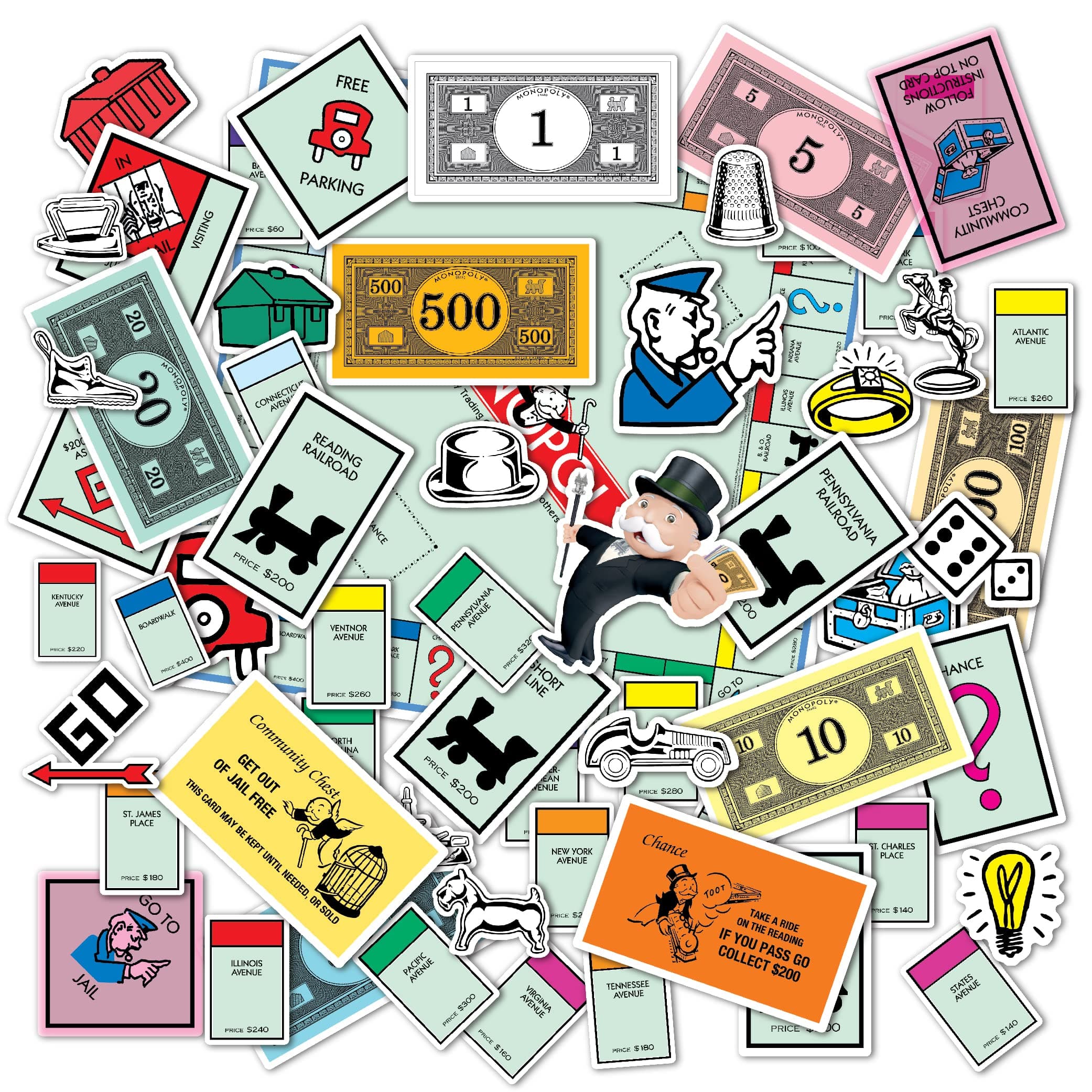 Monopoly Vinyl Sticker Pack, 60 Stickers